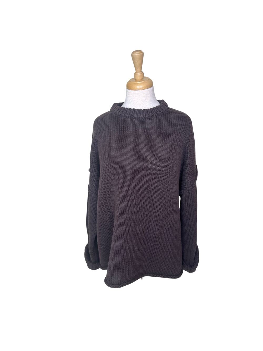 DISSH Roy Walnut Oversized Longline Knit Jumper Sweater Dark Brown Large